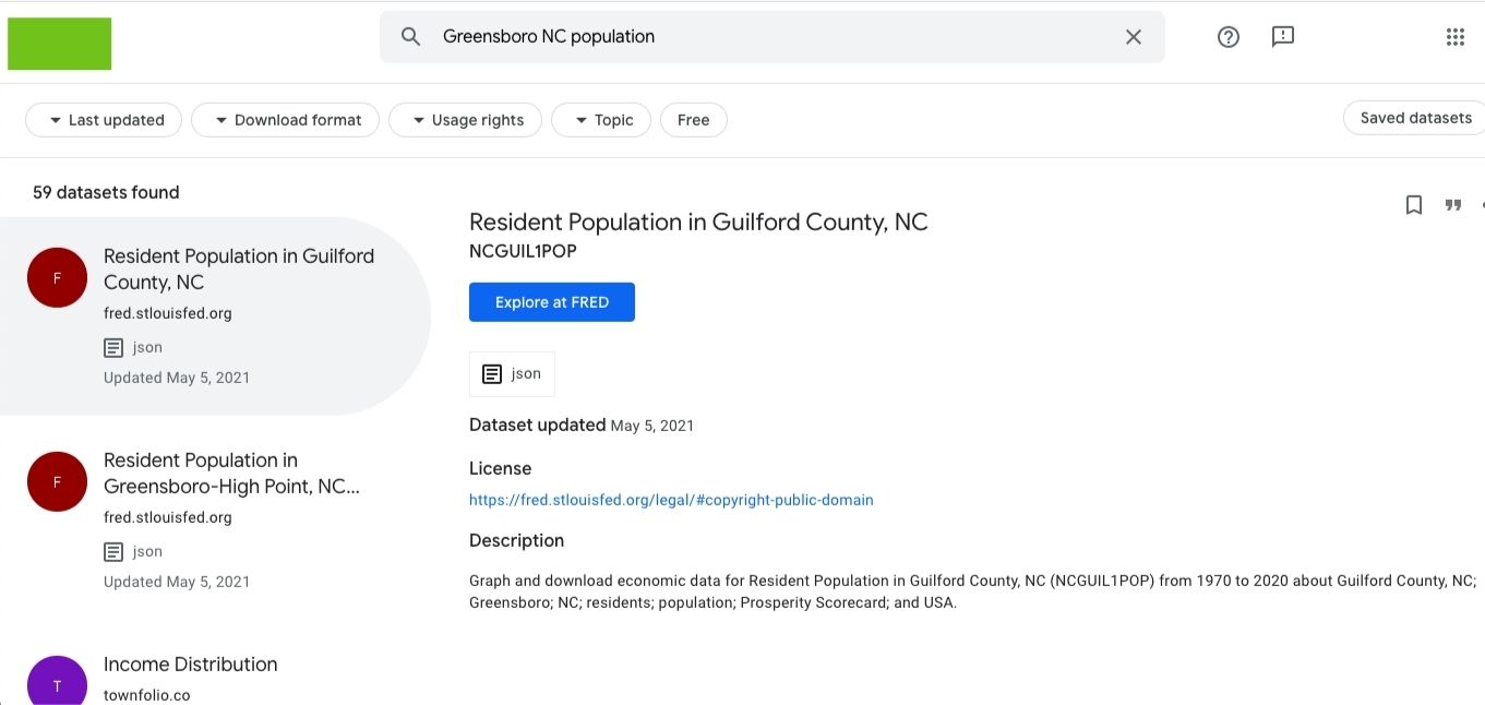 Google Datasearch.