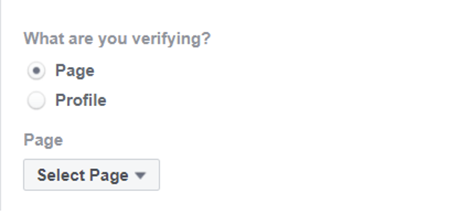 Select between "page" and "profile."