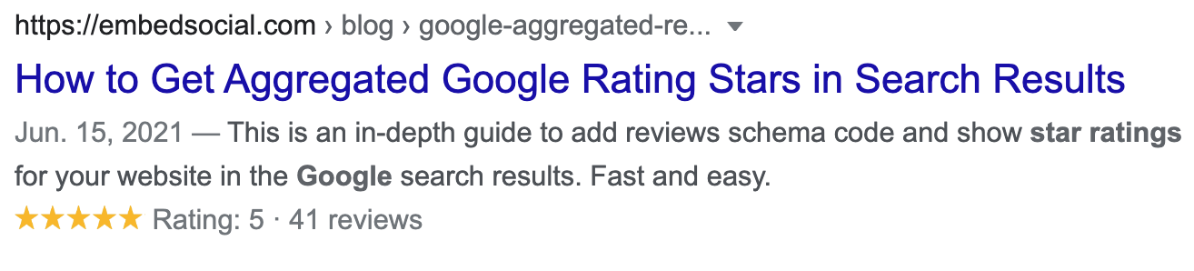 Google star rating post with star ratings present in search engine.