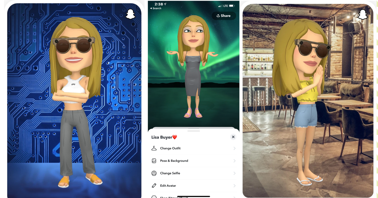 3D Bitmojis avatars.