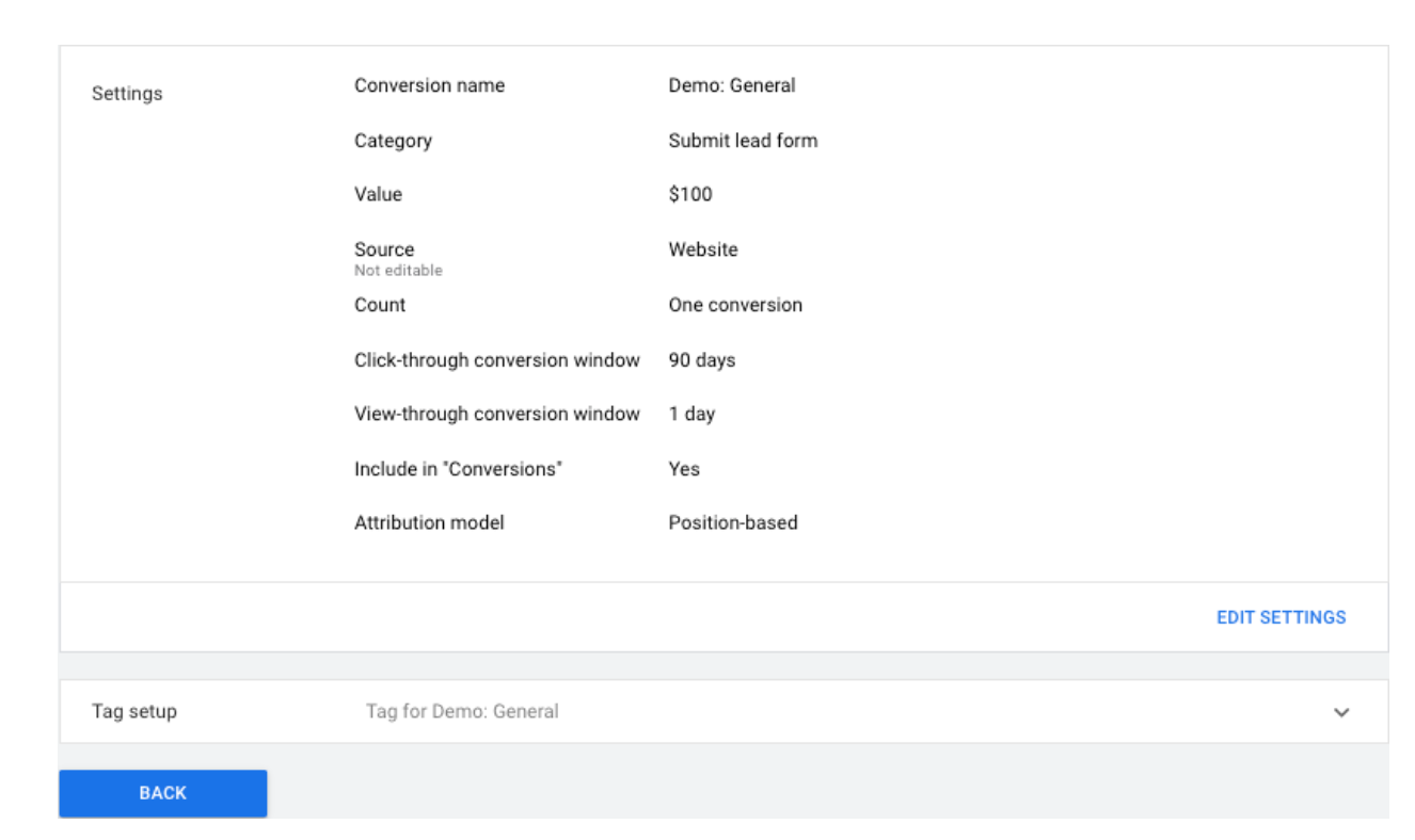 conversion settings google ads