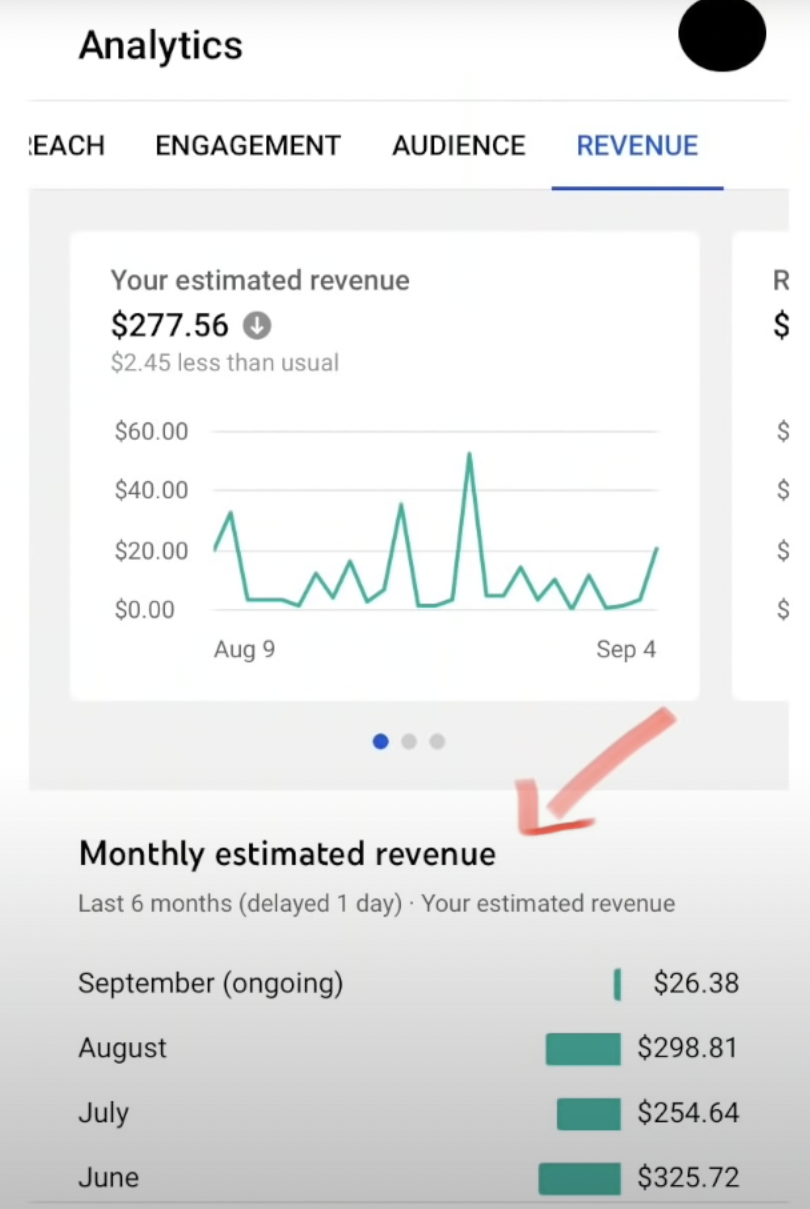 YouTube studio mobile analytics