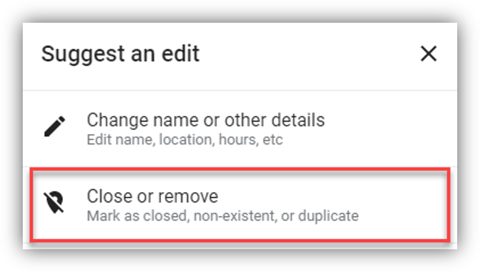 Suggest an edit Close or remove