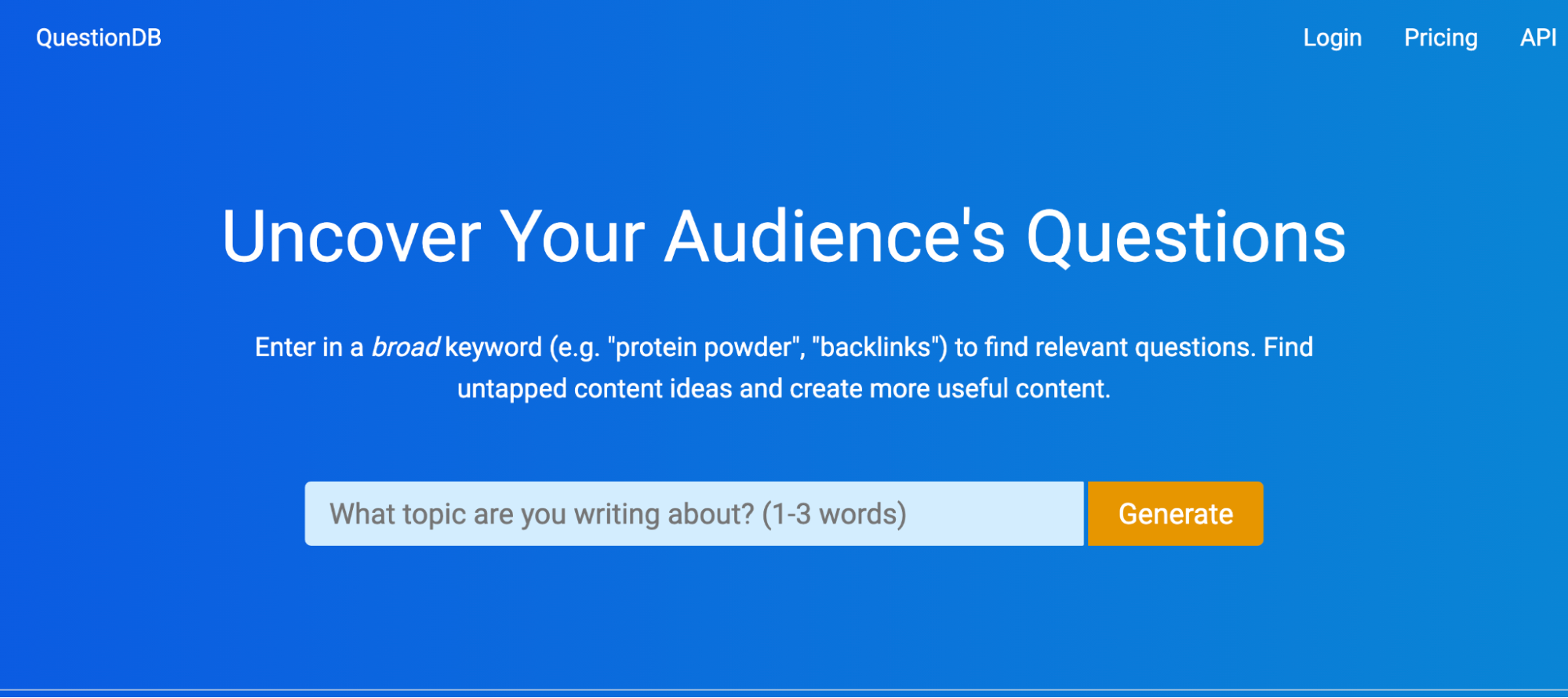 QuestionDB uncommon keyword research tool.