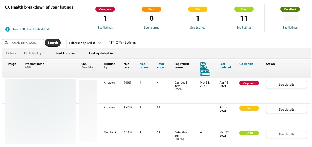 Voice of the Customer for Seller Central helps you to identify products that have had negative customer experiences.