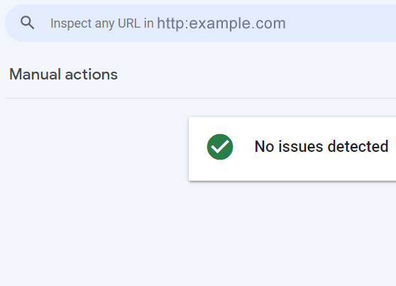Screenshot of Search Console Manual Actions Report
