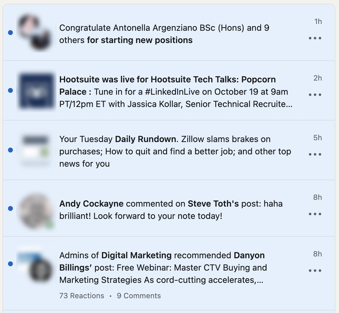 LinkedIn news feed