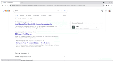 Screenshot of a normal search result