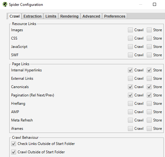 Recommended Screaming Frog Crawl Settings