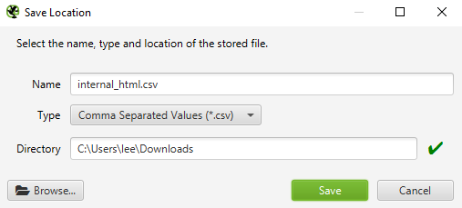 Screaming Frog Internal HTML CSV Export Settings