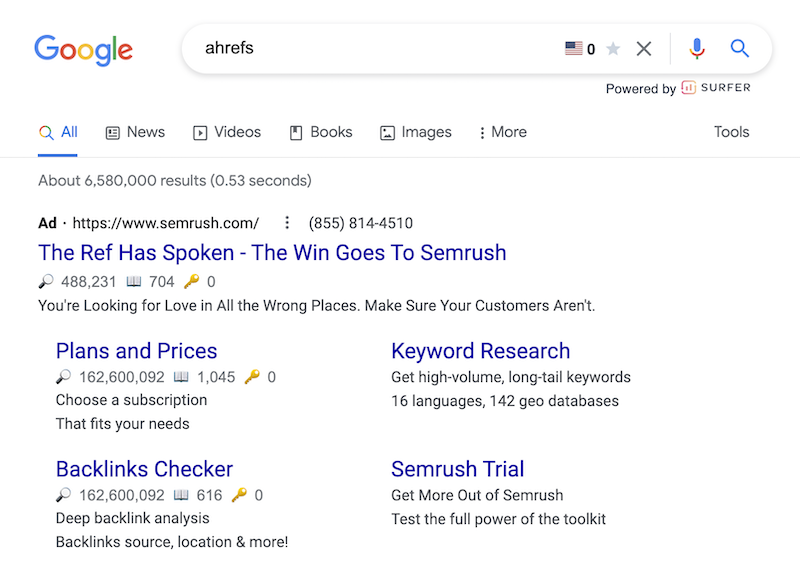 Semrush vs ahrefs ad.