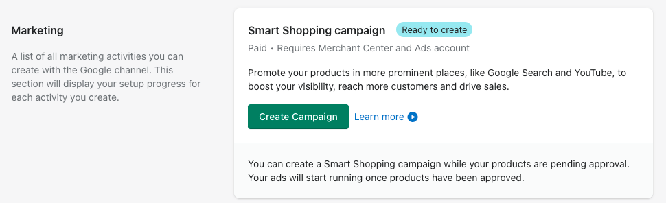 Create Smart Shopping campaigns from Shopify