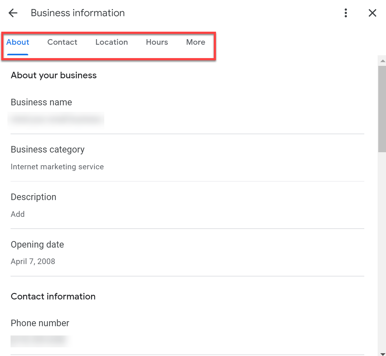 Business Information From Search