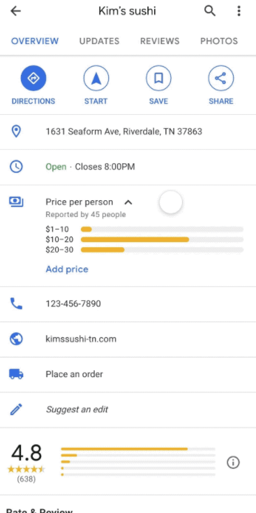 google maps local shopping