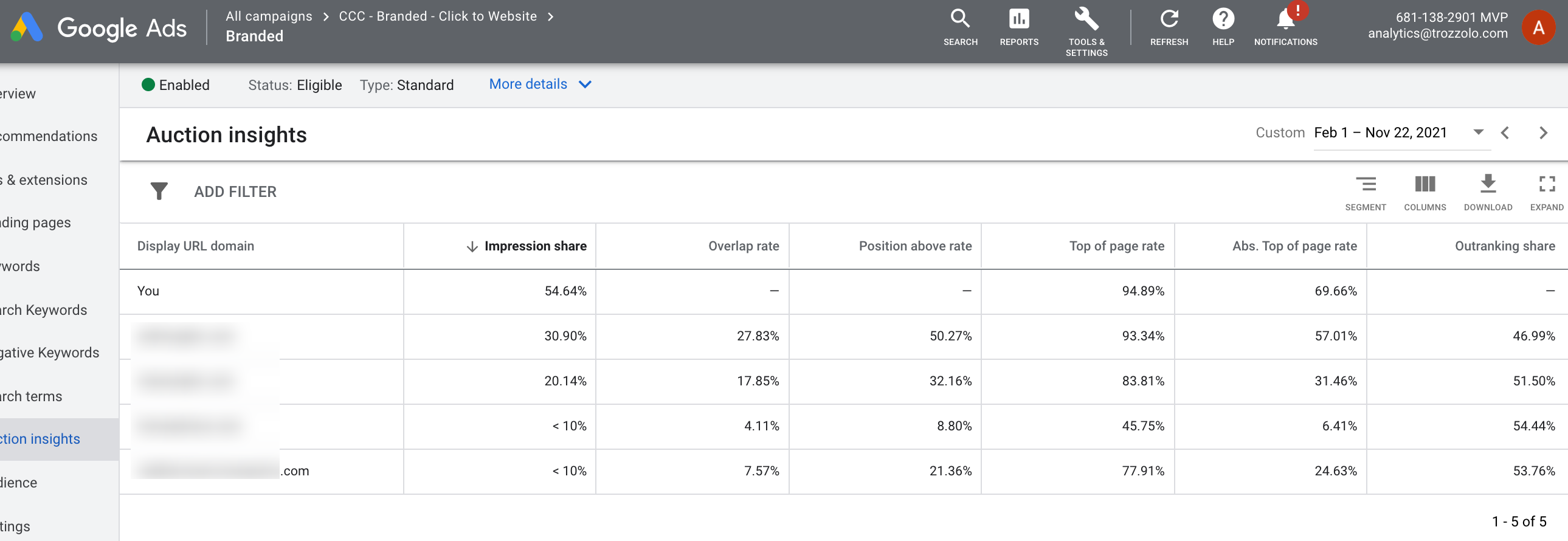 Google Ads Auction Insights