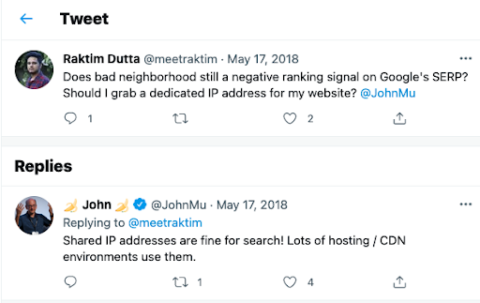 Does bad neighborhood affect Google ranking tweet