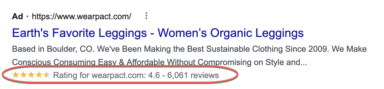 Search ad - seller rating example