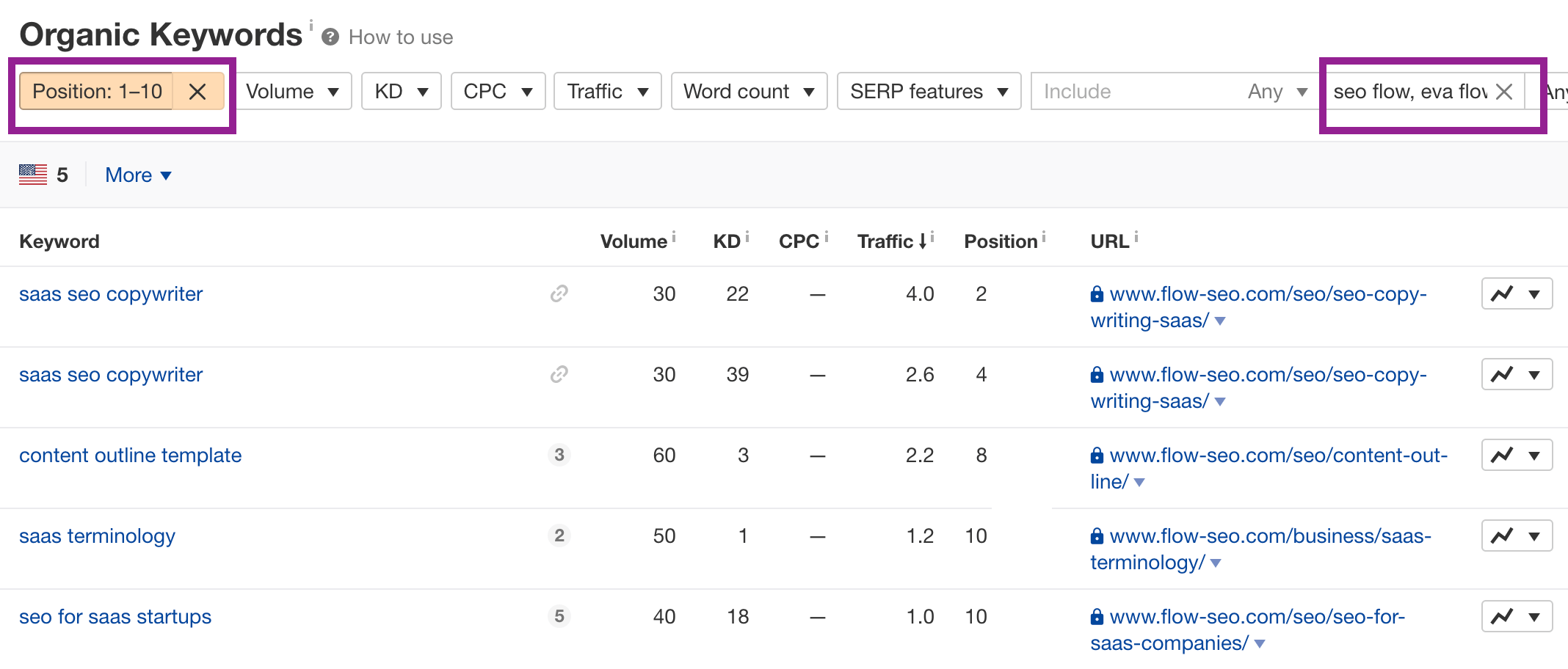 Organic Keyword Research Data