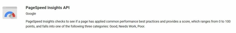 PageSpeed Insights API screenshot