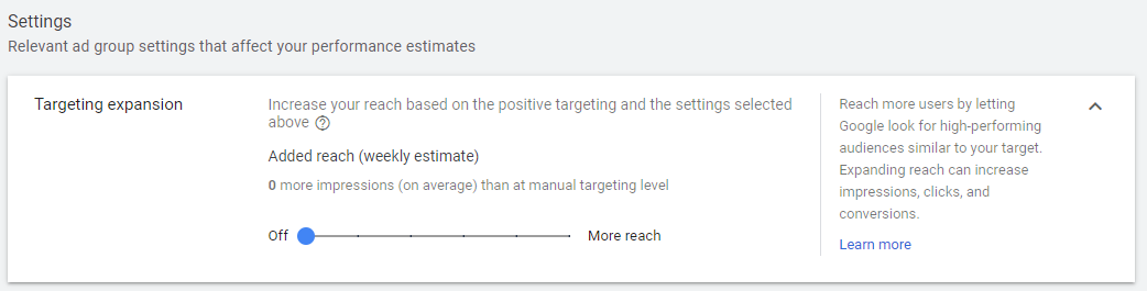 Targeting settings in Google Ads