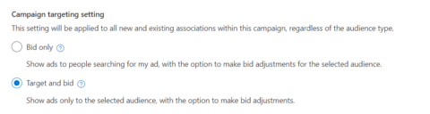 Target and Bid setting in Bing Ads