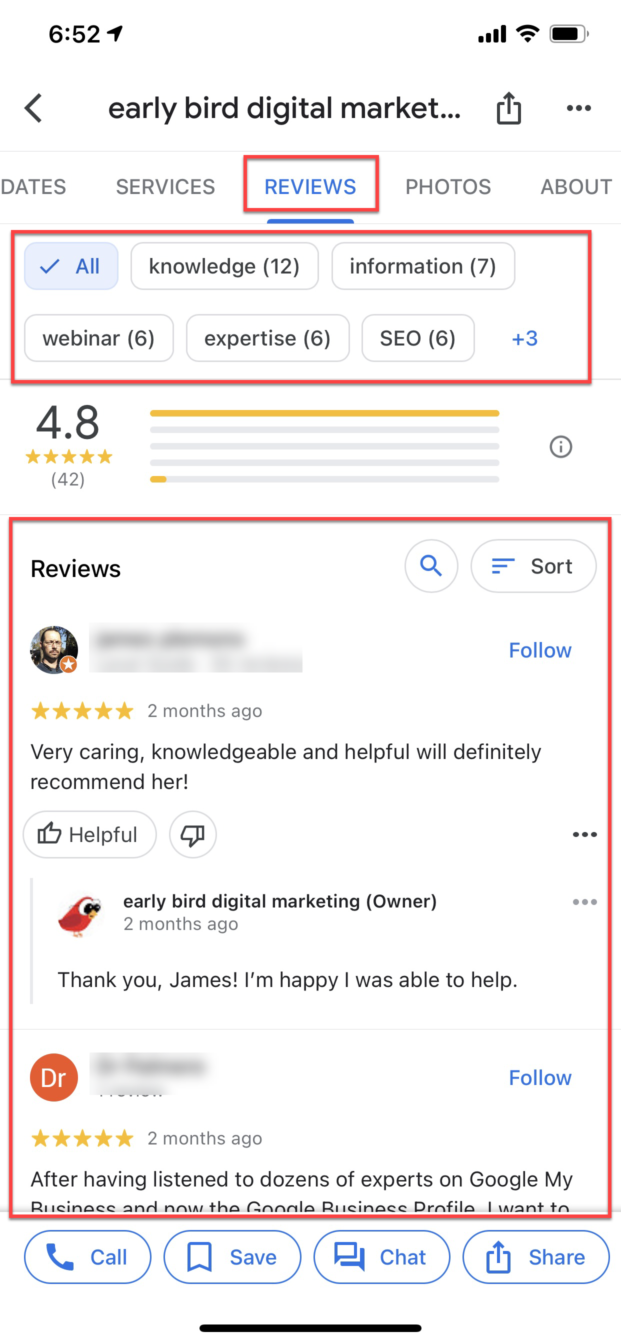 Use Google Maps App to access and manage your online reviews