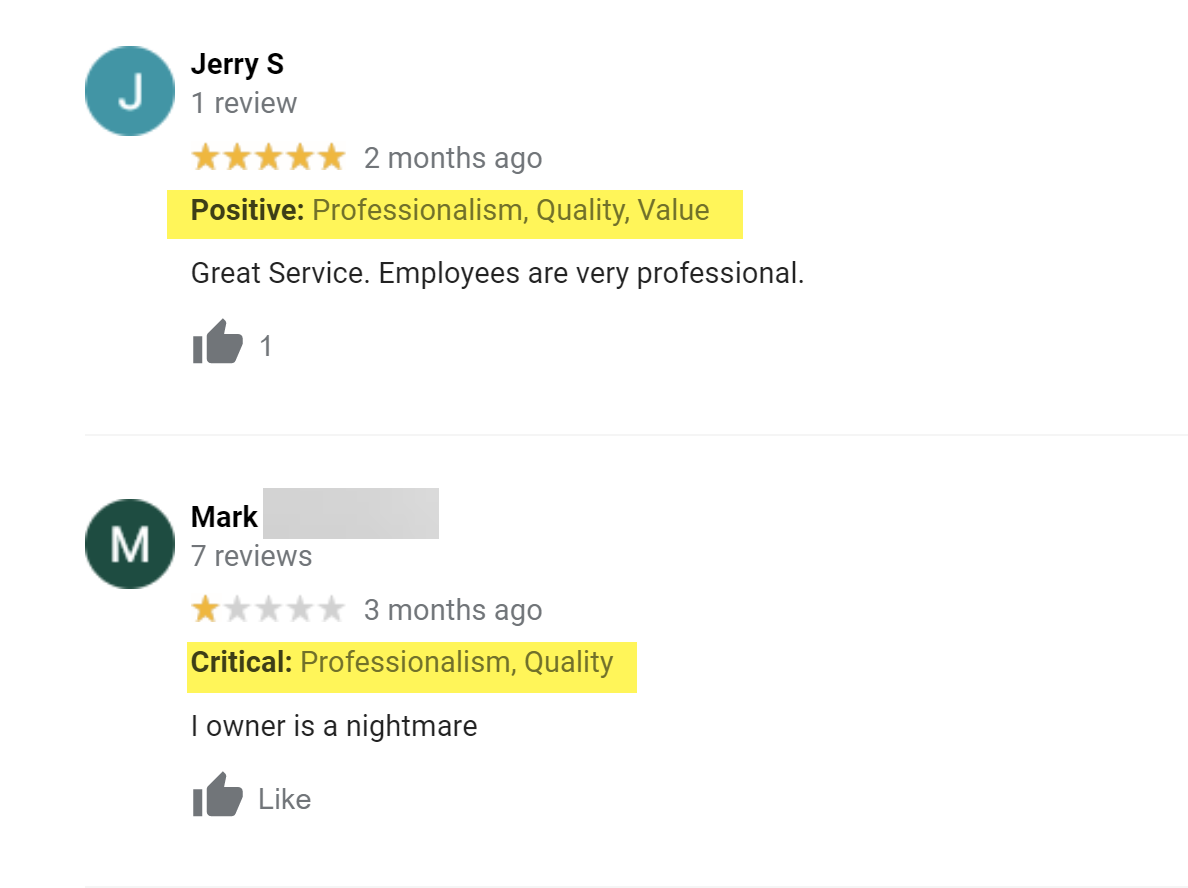 See positive and critical comments in your reviews