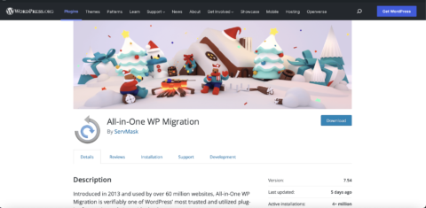 Use the All-in-One WP Migration plugin 