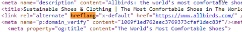 Allbirds hreflang tag example