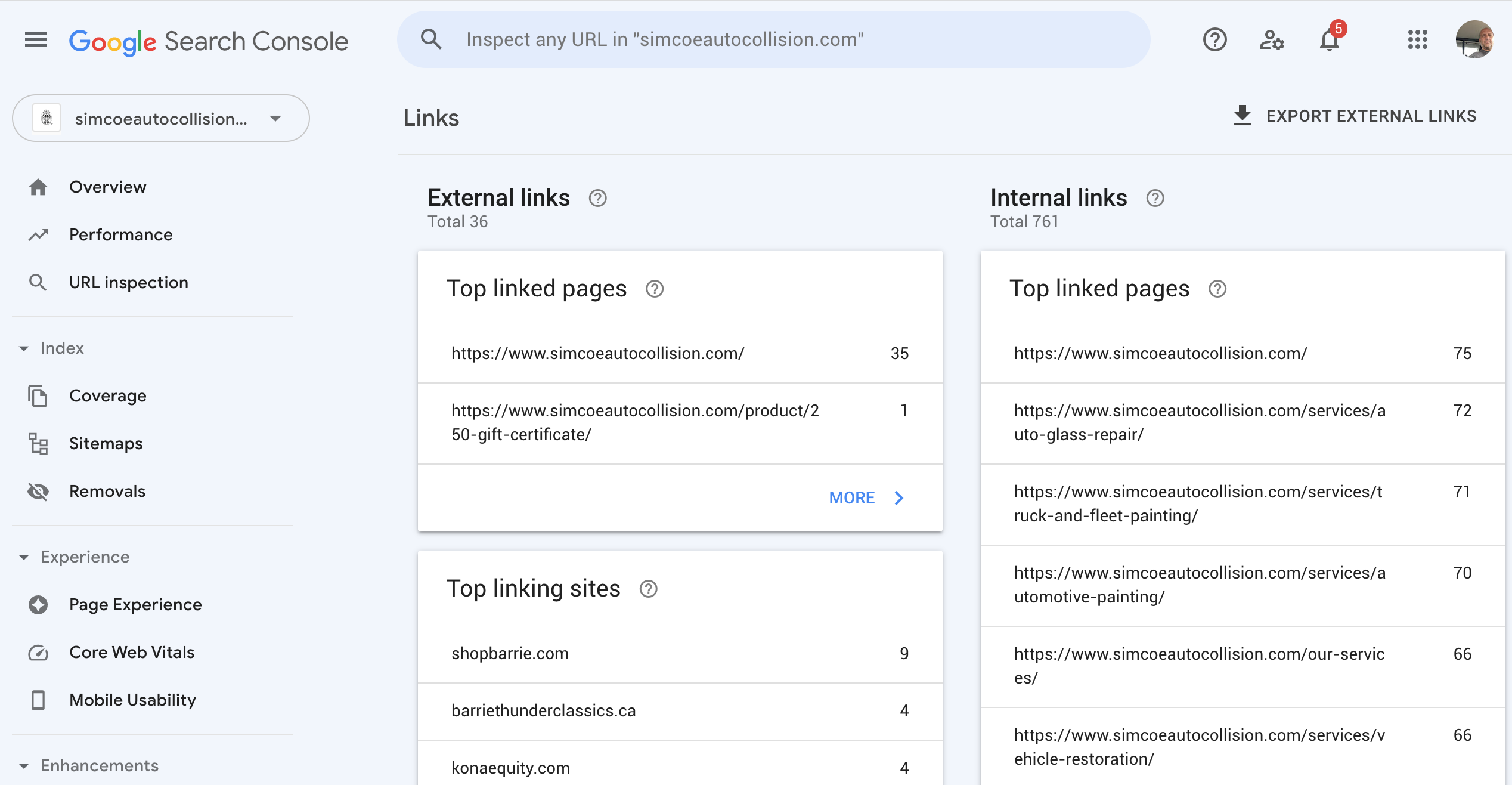 Google Search Console Links