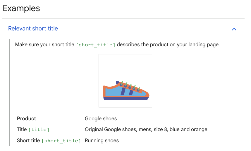 google shopping short title