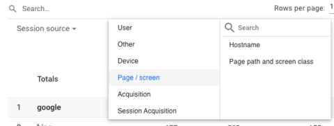 GA4 secondary dimension page path screenshot