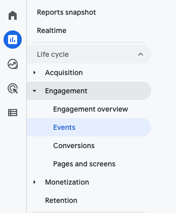GA4 Events menu screenshot