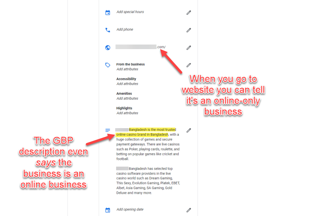 Google Business Profile Business Description of Online-Only Business