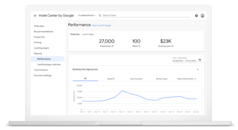 The Google hotel ads reporting experience.