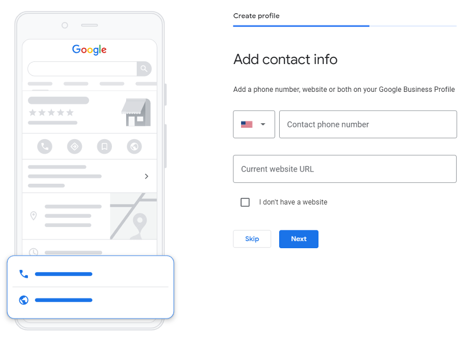 Adding contact information to your GBP