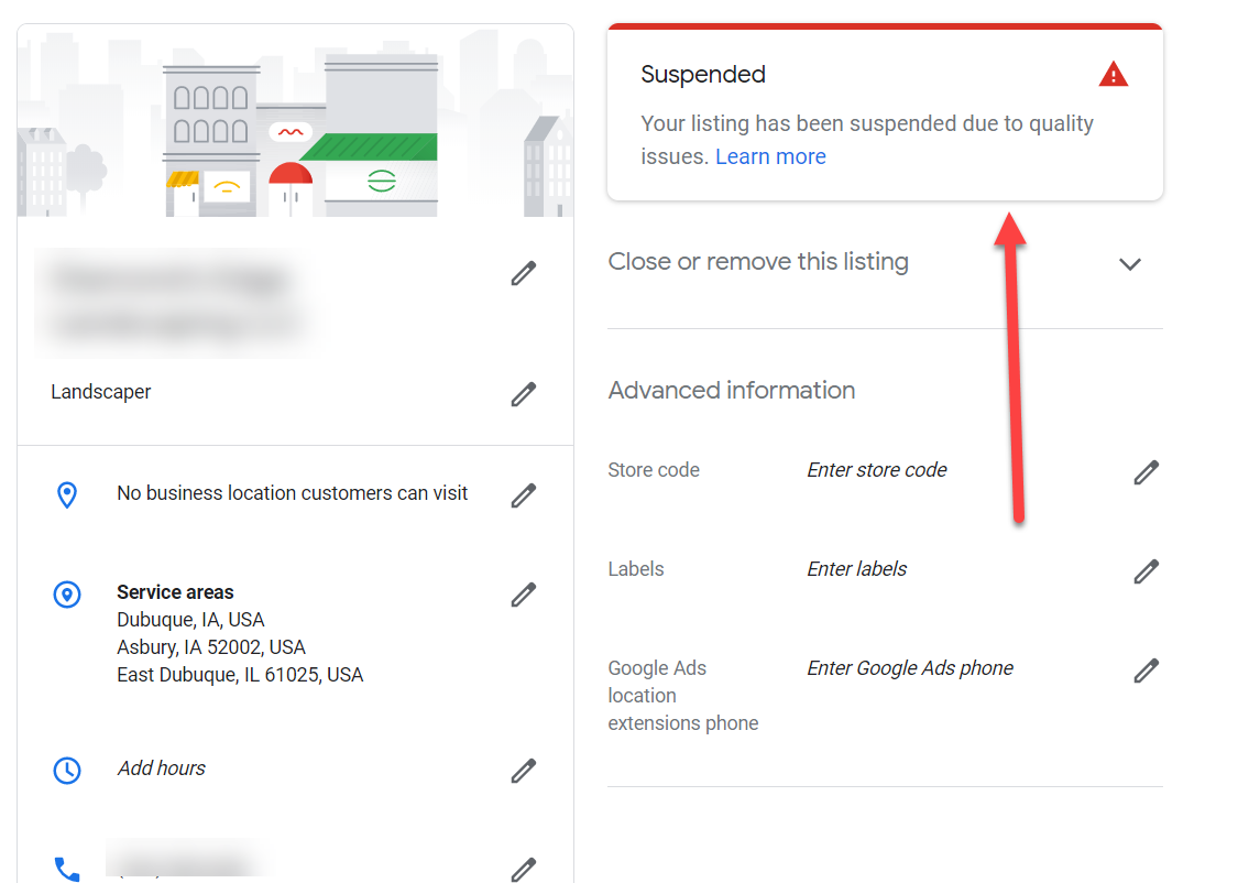 Suspended Google Business Profile