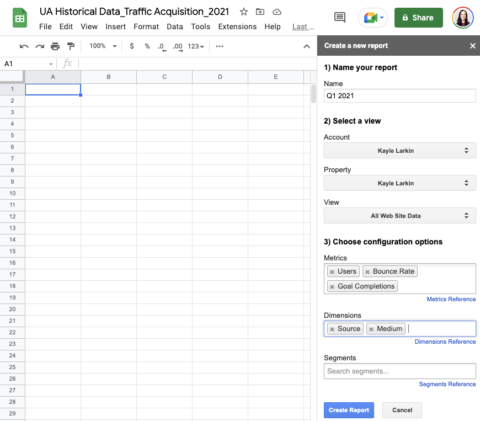 screenshot_GA Sheets Add-On configuration for historical data