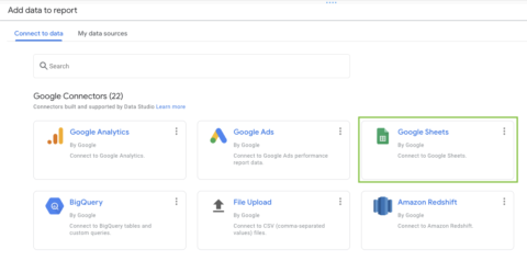 Google Sheets connector for Data Studio screenshot