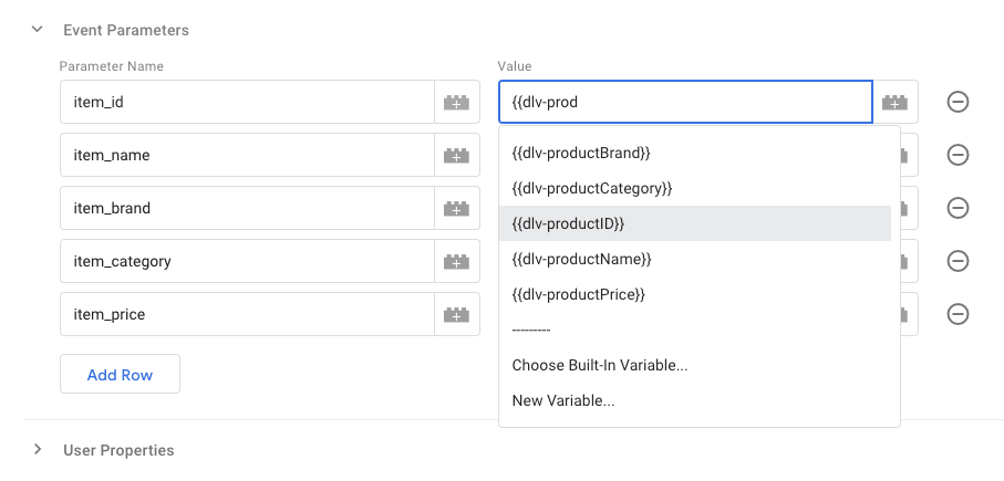 GTM_product view tag_event parameters