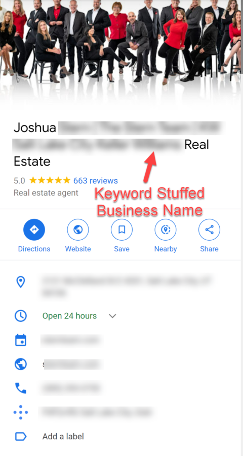 Keyword Stuffed Business Name