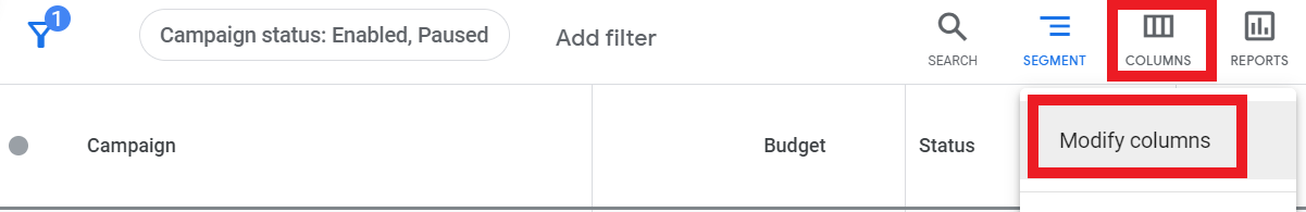 How to modify your custom columns in Google Ads.