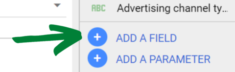 Image showing location of "add a field" option in Data Studio data panel
