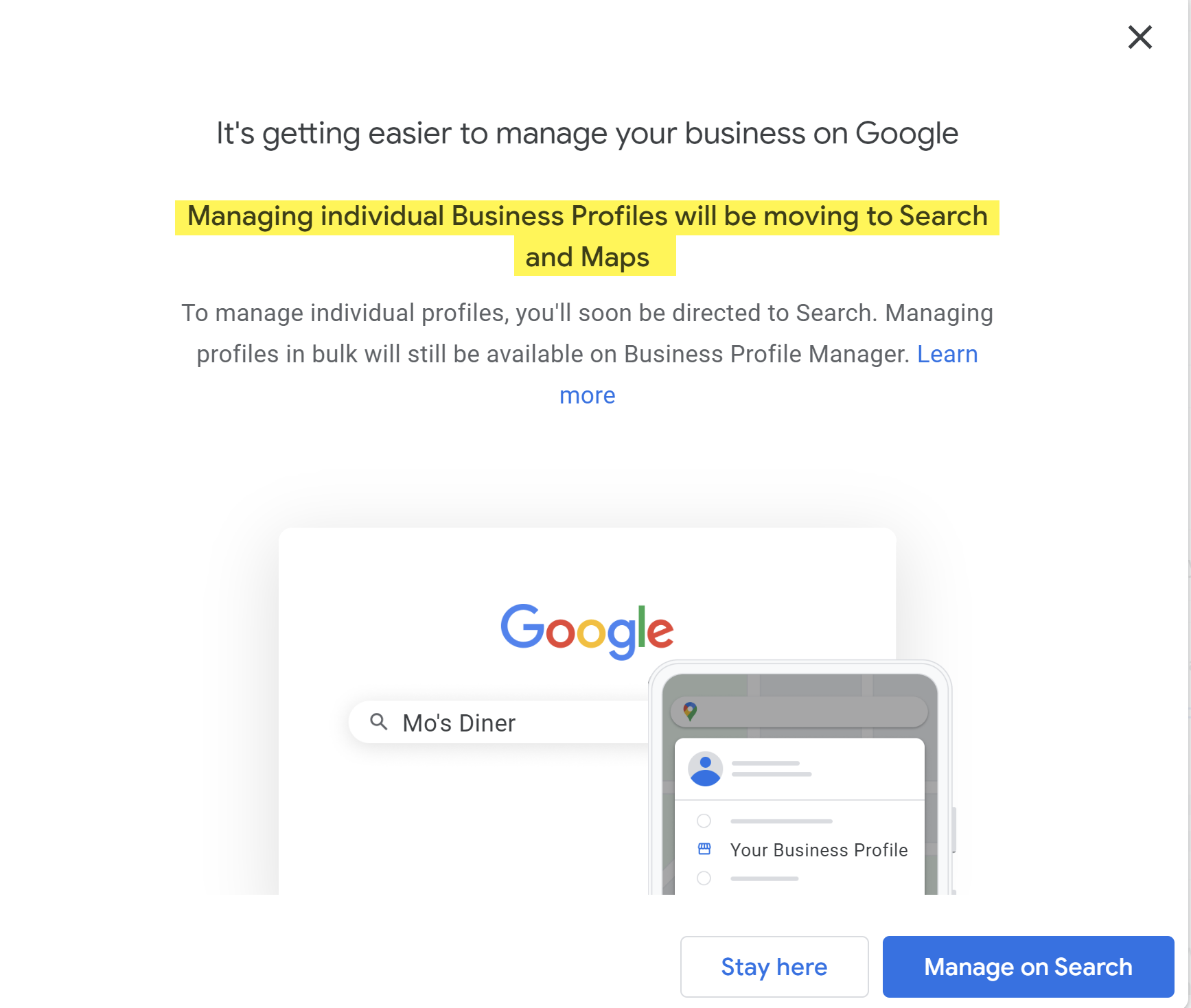 Google Business Profile Management Moving To Google Search