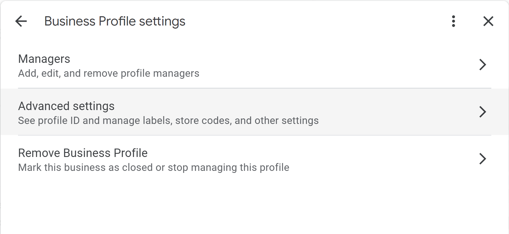 Manage Business Profile Settings