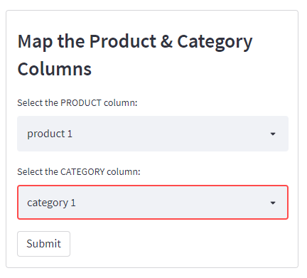 A screenshot demonstrating how to correct map the column names from the crawl