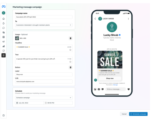 Meta is testing Marketing Message campaigns from the Business Suite.
