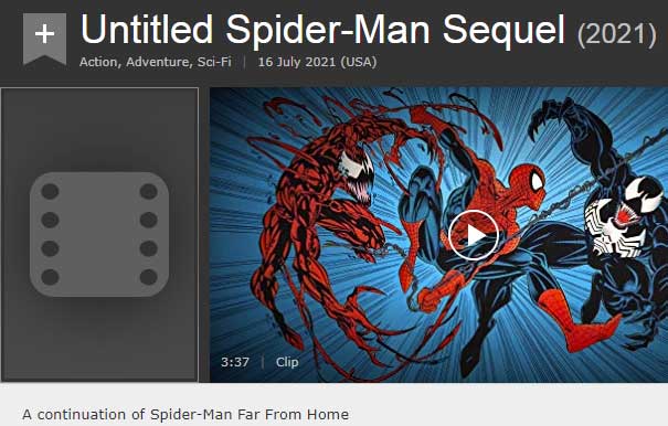 Screenshot of Archive.org Cache of 2019 IMDB Spider-Man Page