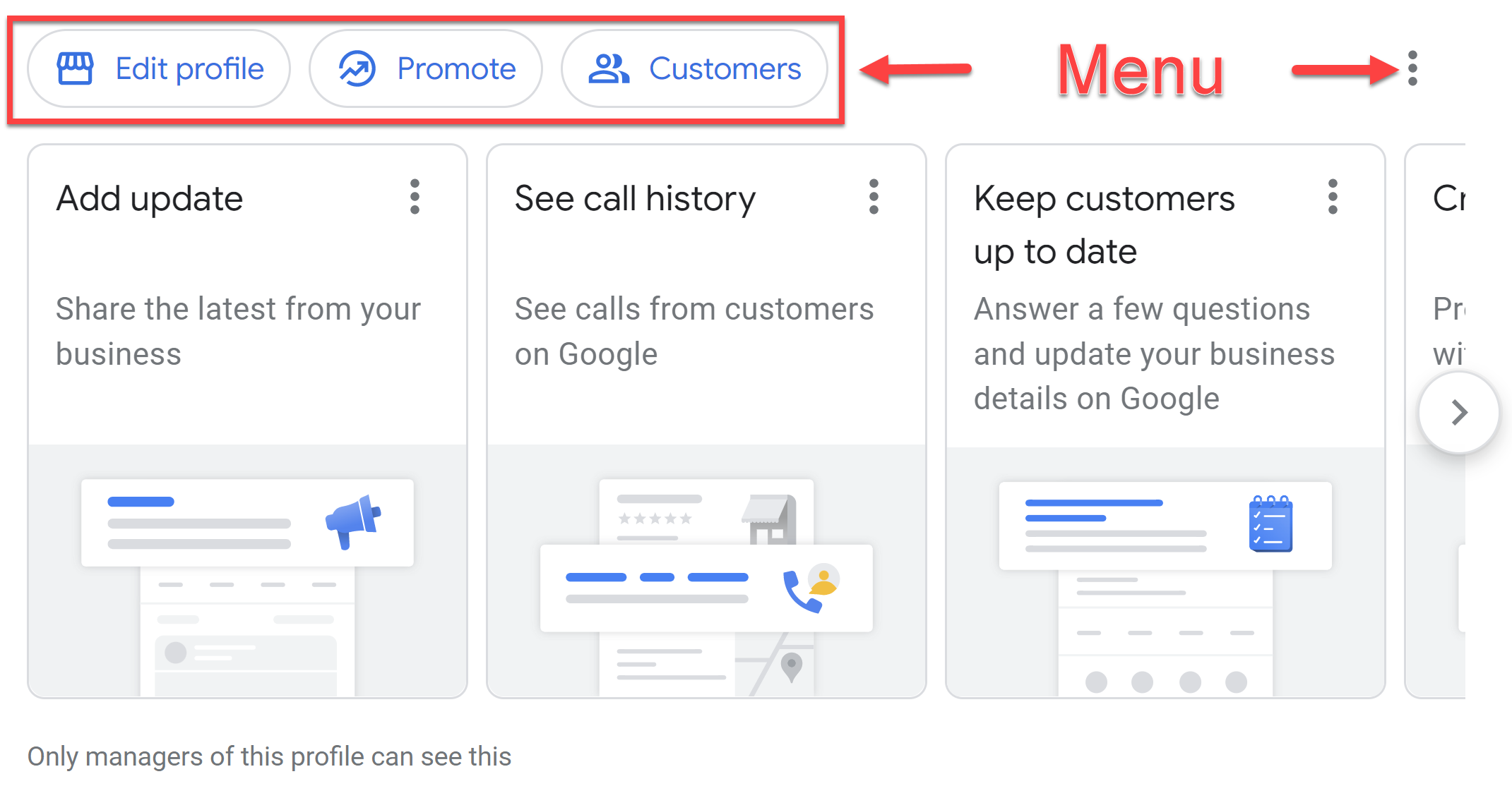 Business Profile Menus in Google Search