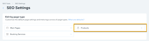 SEO settings for Wix product pages